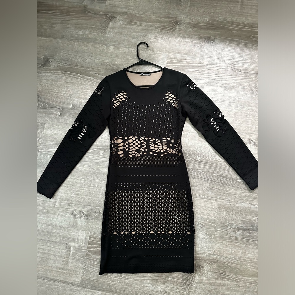 Mini long sleeve black dress. Size M.